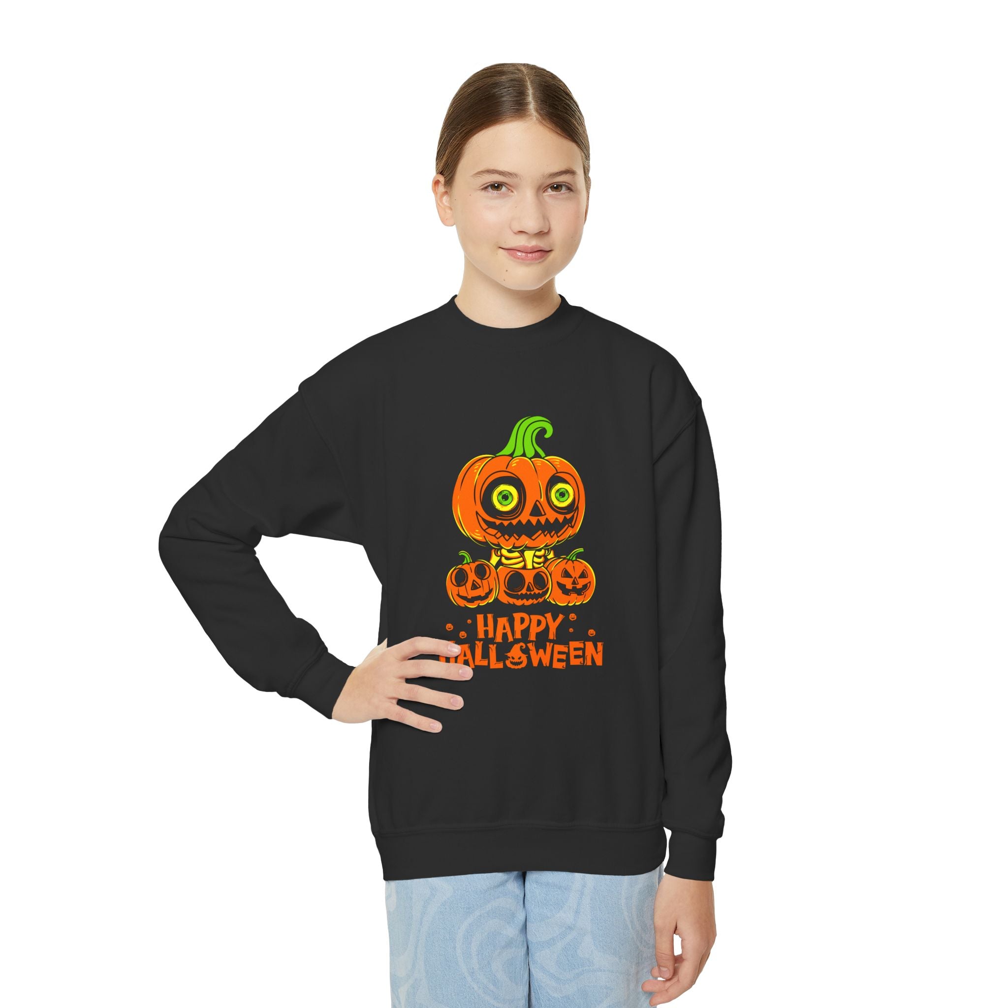 Scary Jack-O'-Lantern Halloween Pumpkin Youth Sweatshirt