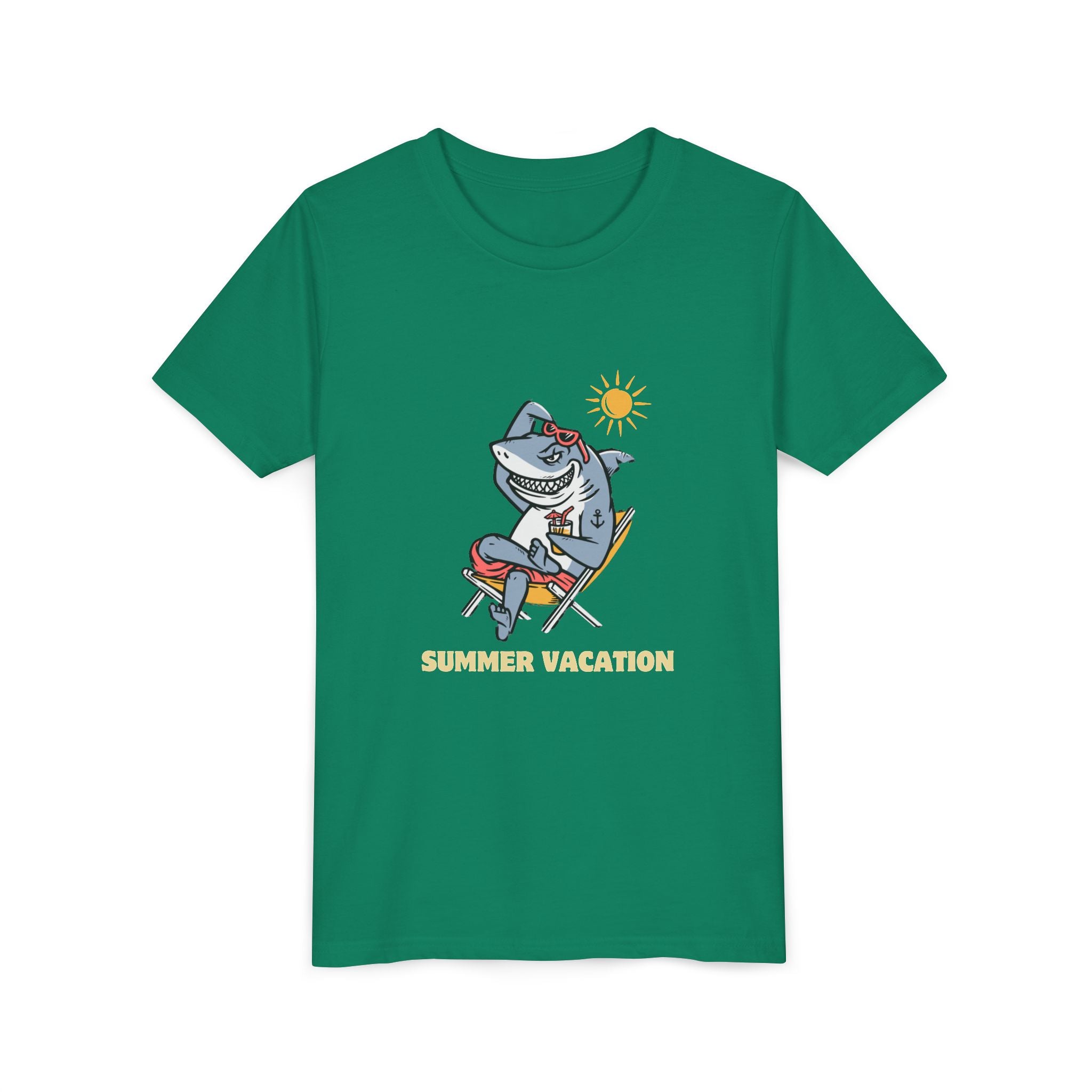 Summer Vacation Shark Youth Tee – Fun Kids Beach Shirt