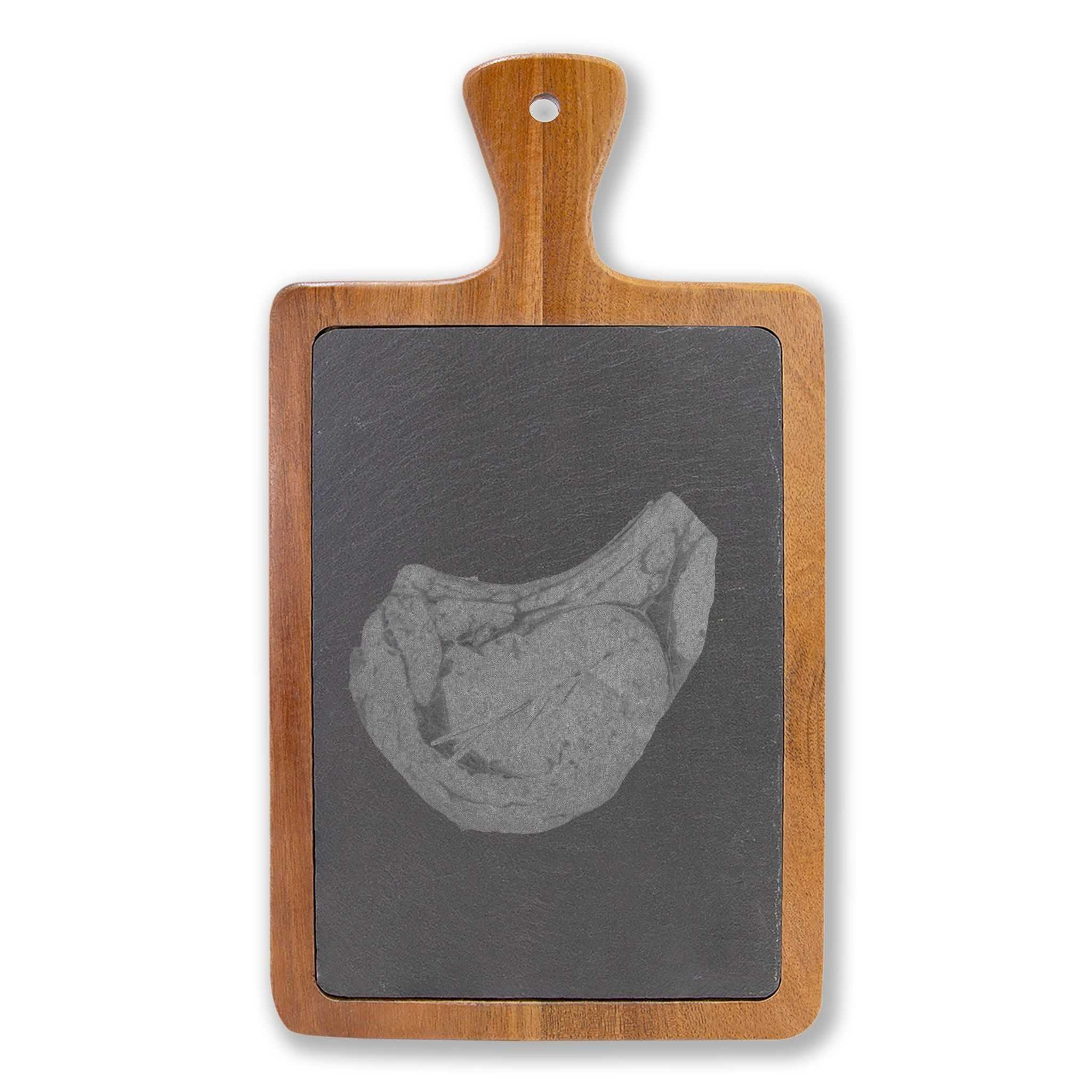 Engraved Acacia Charcuterie Board with Slate Insert & Cheese Tools