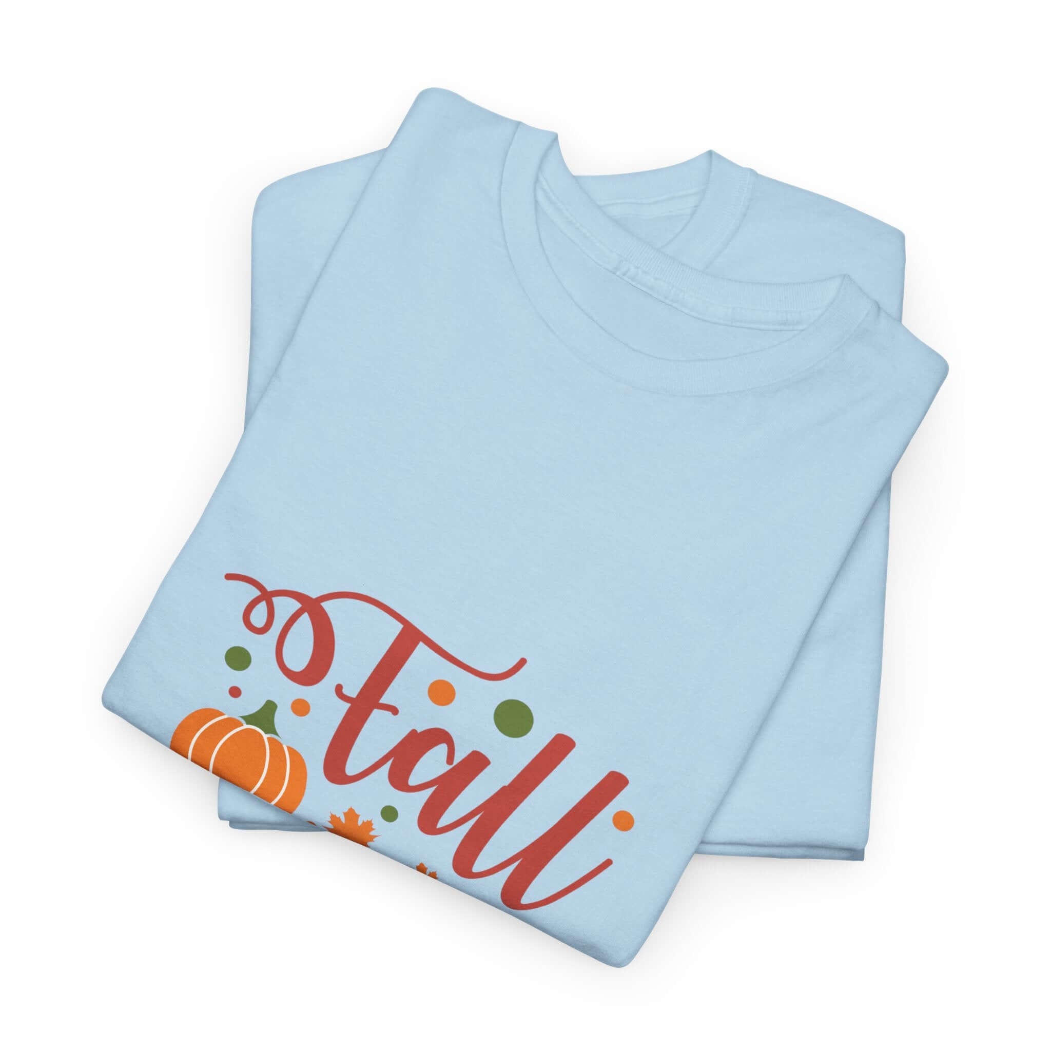 Light blue fall graphic T-shirt for kids with autumn message
