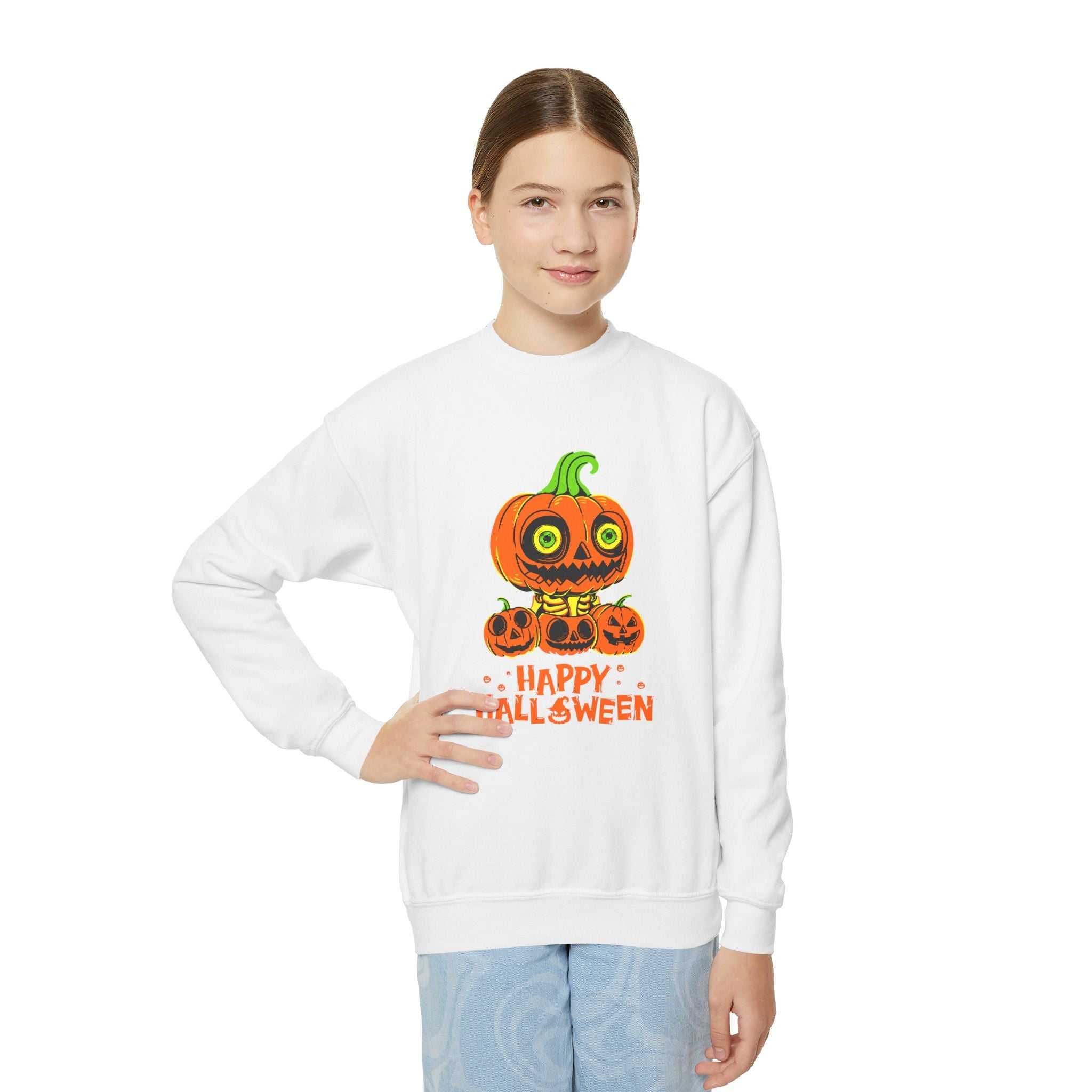 Scary Jack-O'-Lantern Halloween Pumpkin Youth Sweatshirt