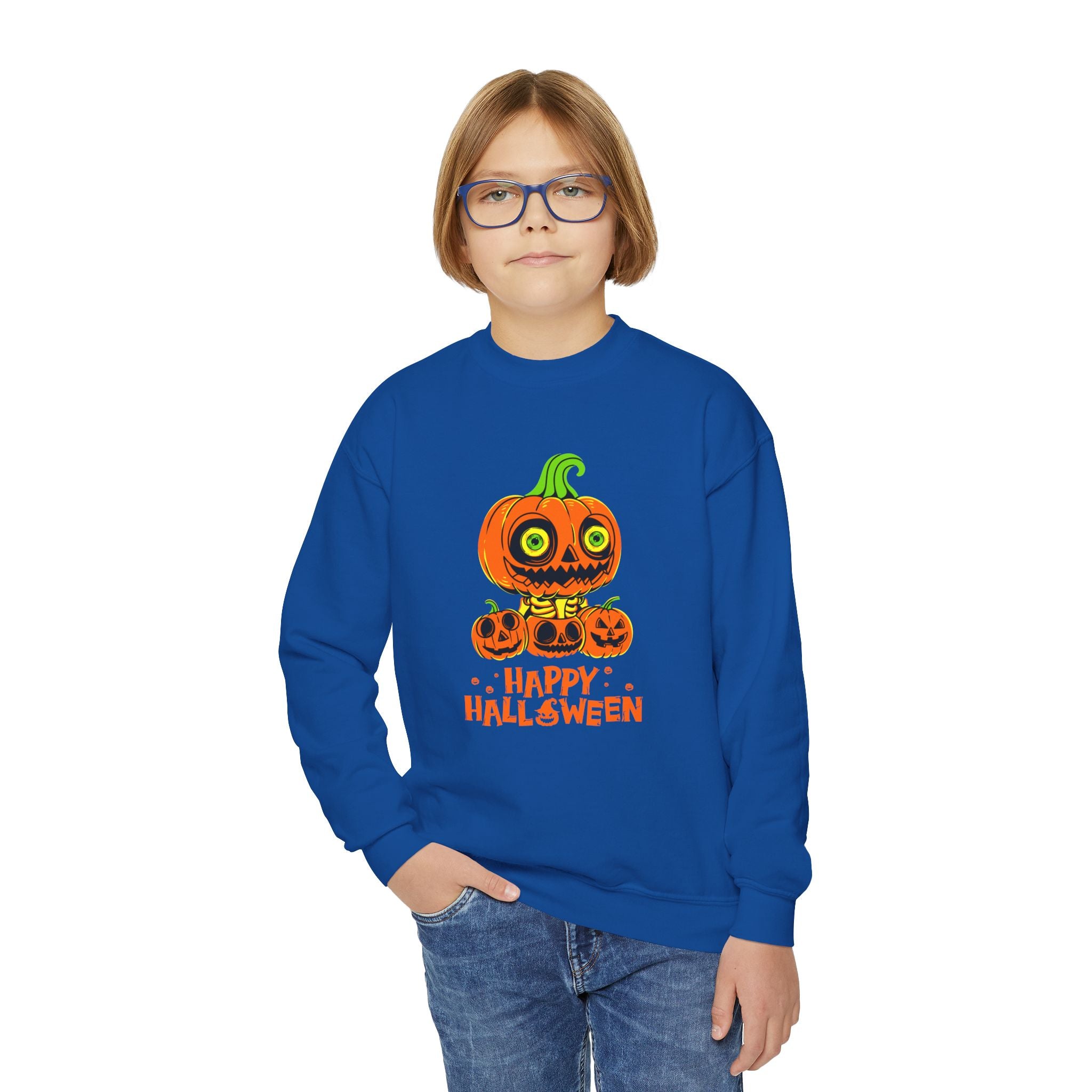 Scary Jack-O'-Lantern Halloween Pumpkin Youth Sweatshirt