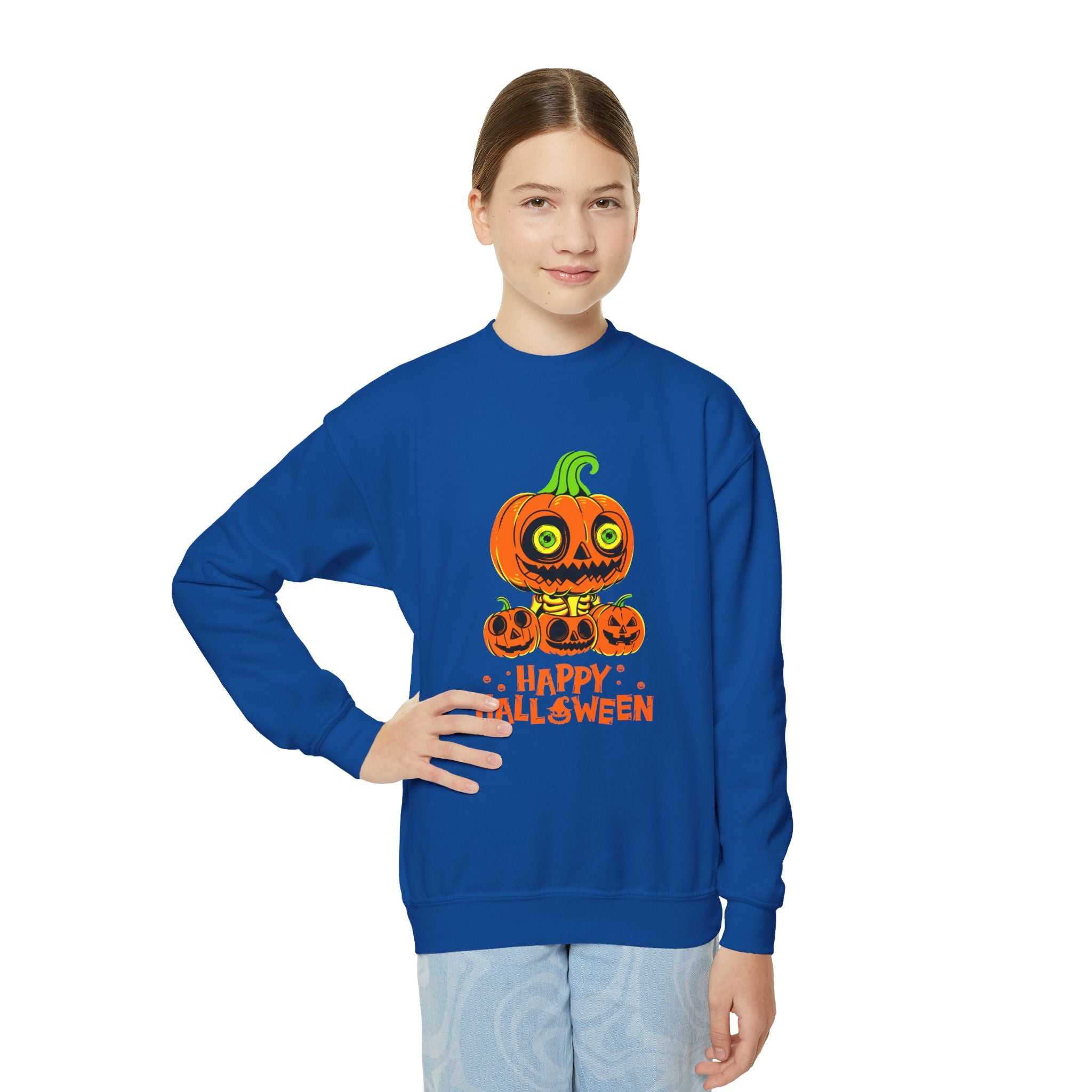 Scary Jack-O'-Lantern Halloween Pumpkin Youth Sweatshirt