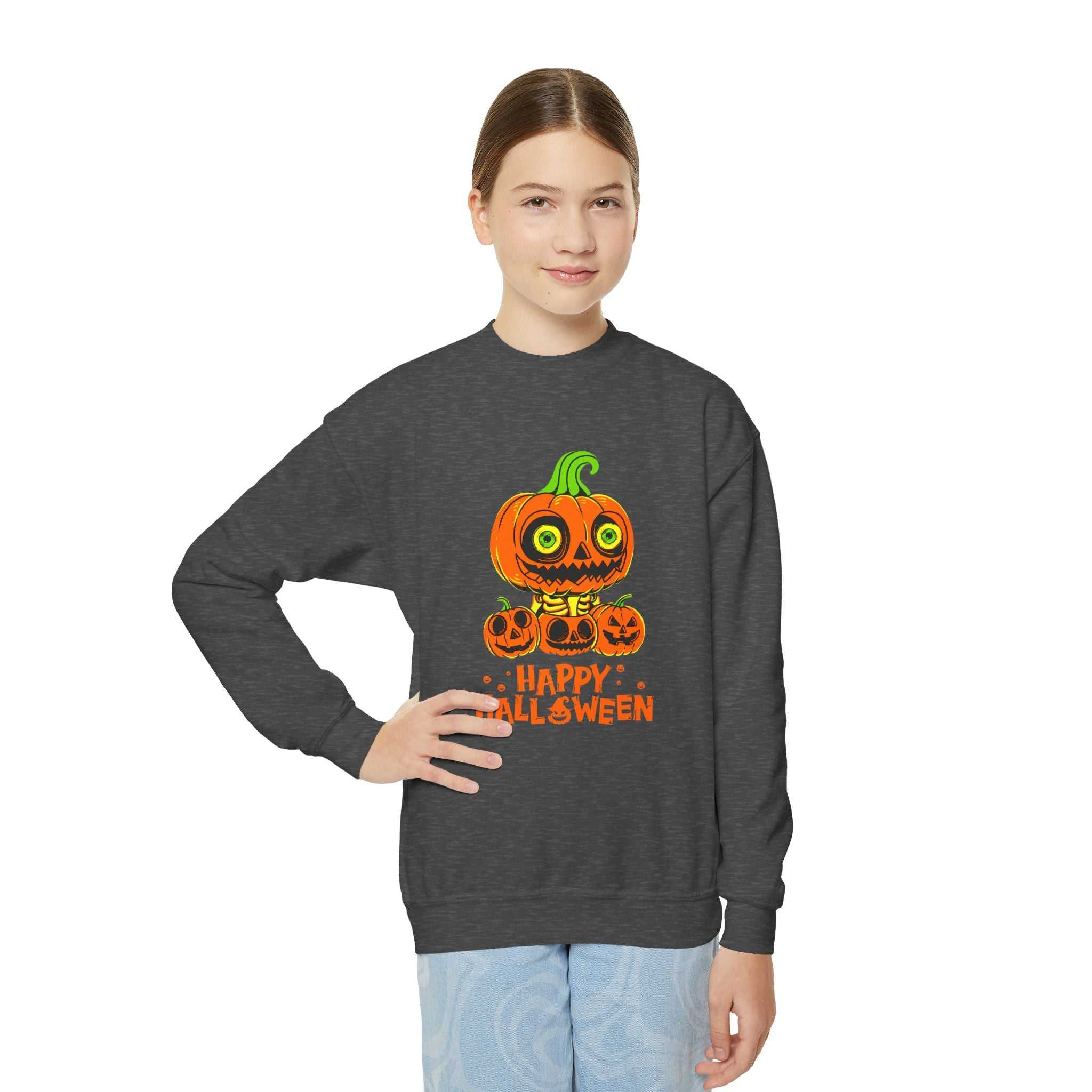 Scary Jack-O'-Lantern Halloween Pumpkin Youth Sweatshirt