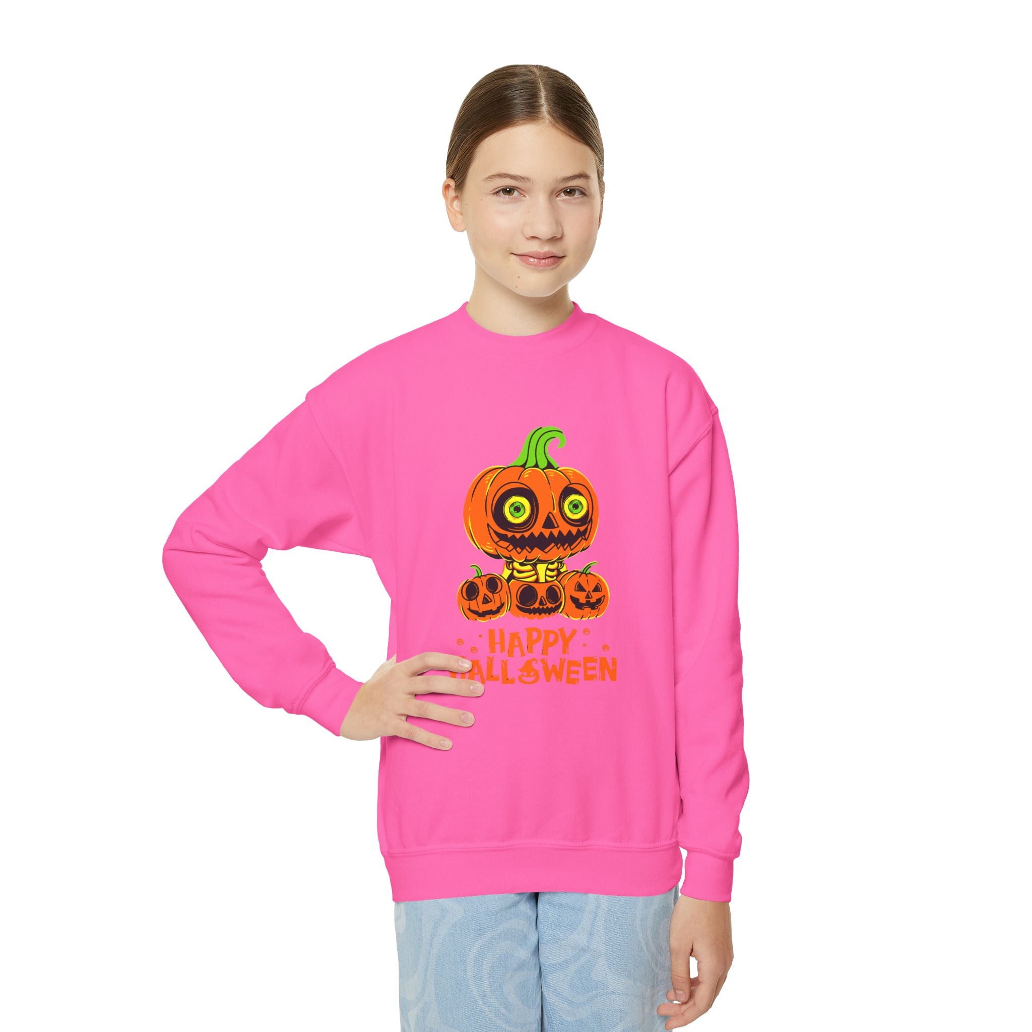 Scary Jack-O'-Lantern Halloween Pumpkin Youth Sweatshirt