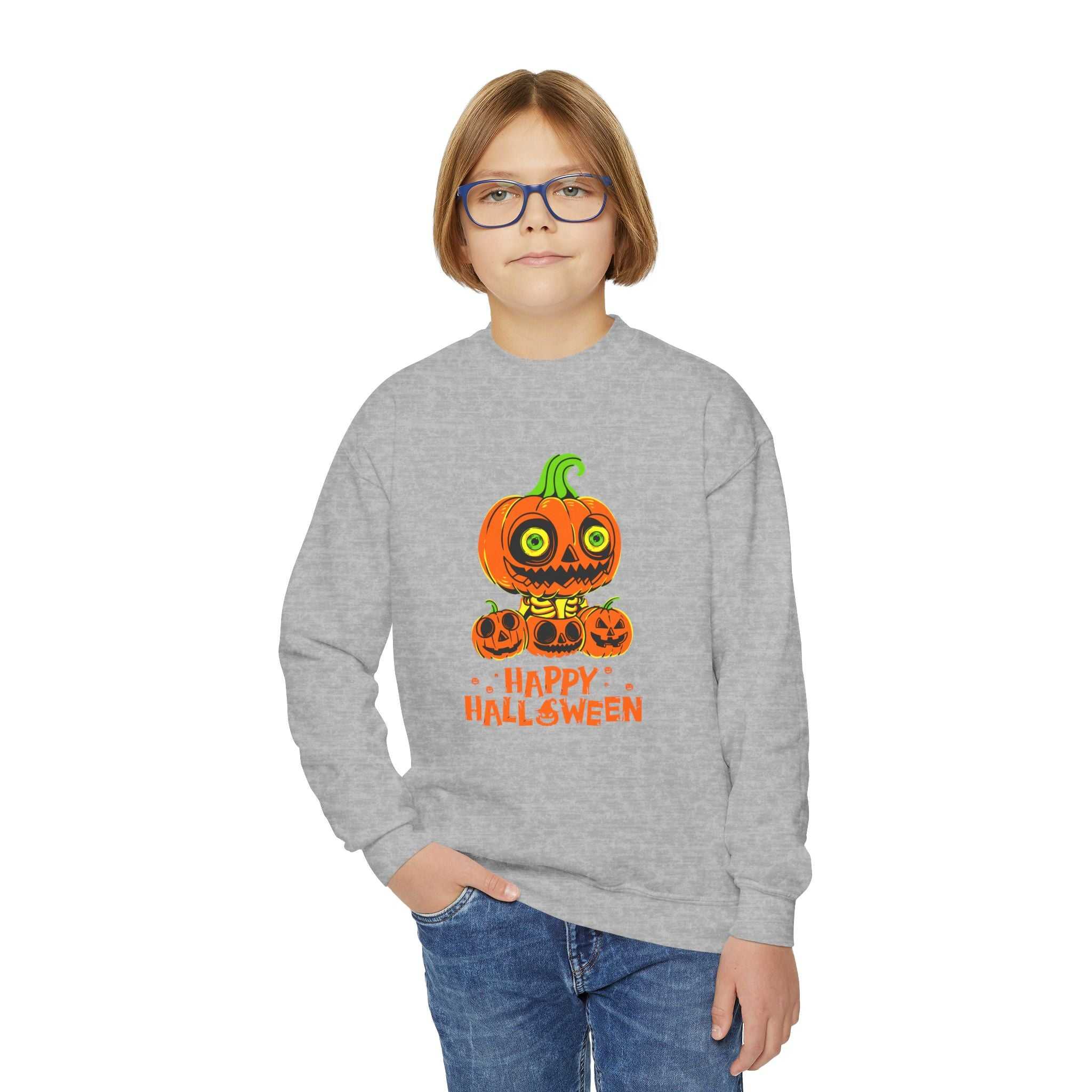 Scary Jack-O'-Lantern Halloween Pumpkin Youth Sweatshirt