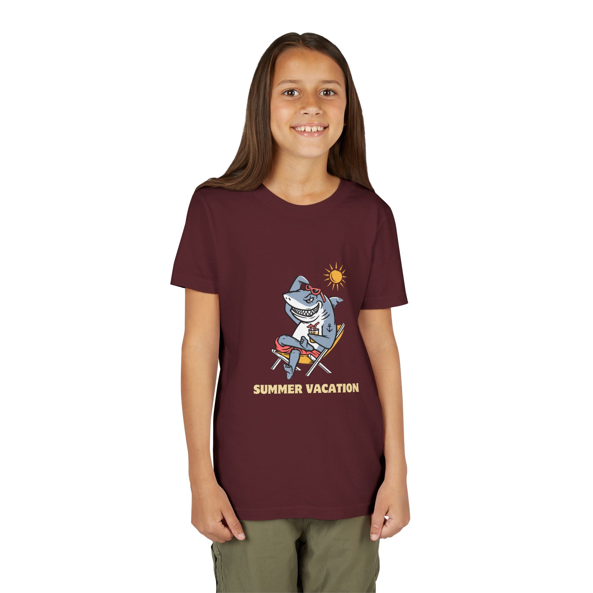 Summer Vacation Shark Youth Tee – Fun Kids Beach Shirt