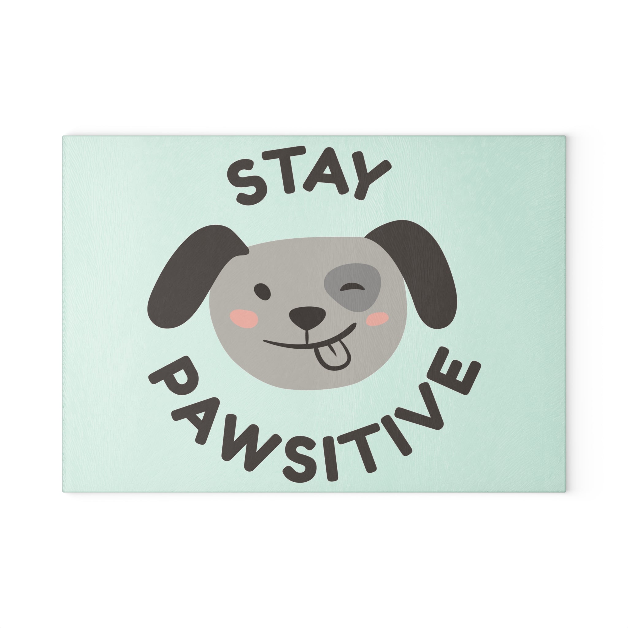 Glass Cutting Board - Mint Paw Print & Fishbone Pattern