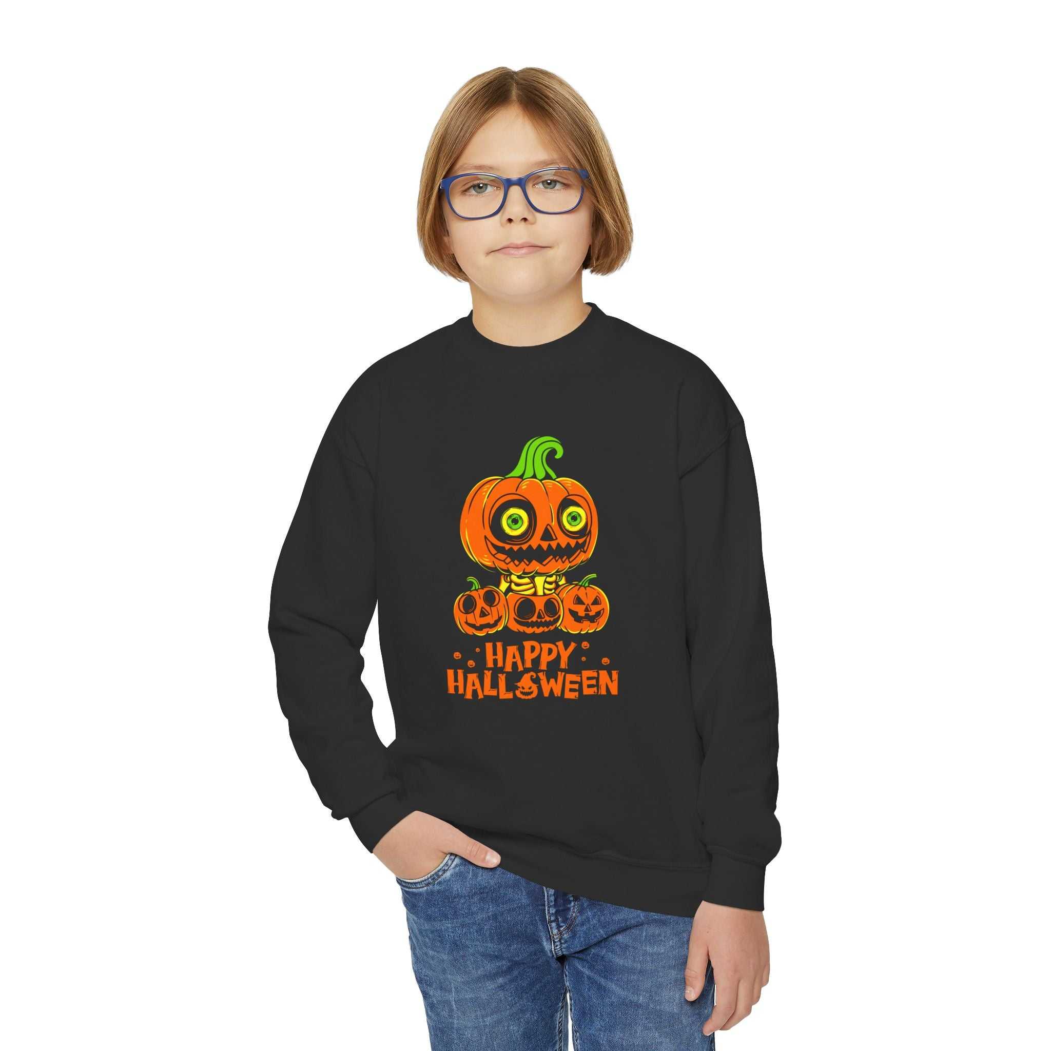 Scary Jack-O'-Lantern Halloween Pumpkin Youth Sweatshirt