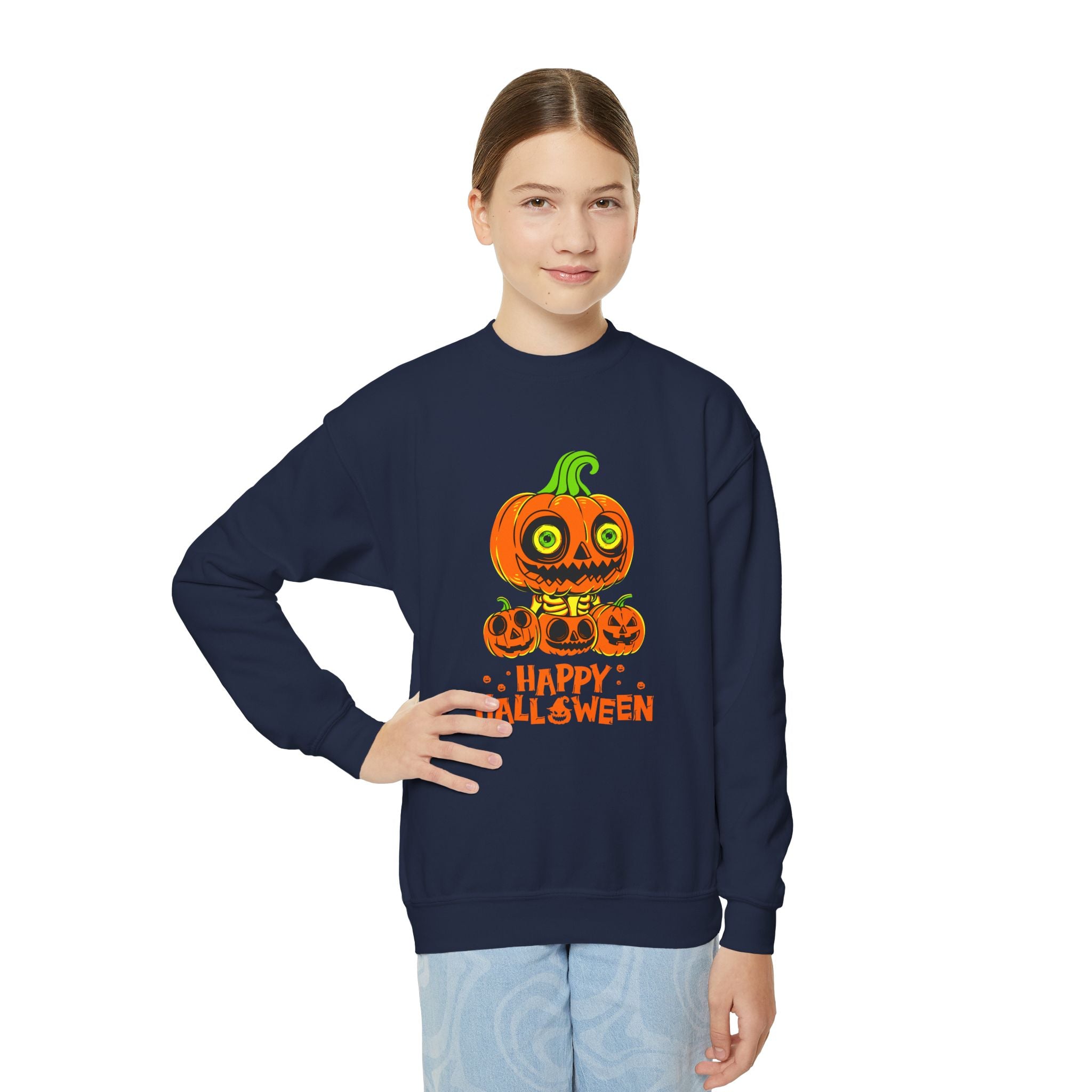 Scary Jack-O'-Lantern Halloween Pumpkin Youth Sweatshirt
