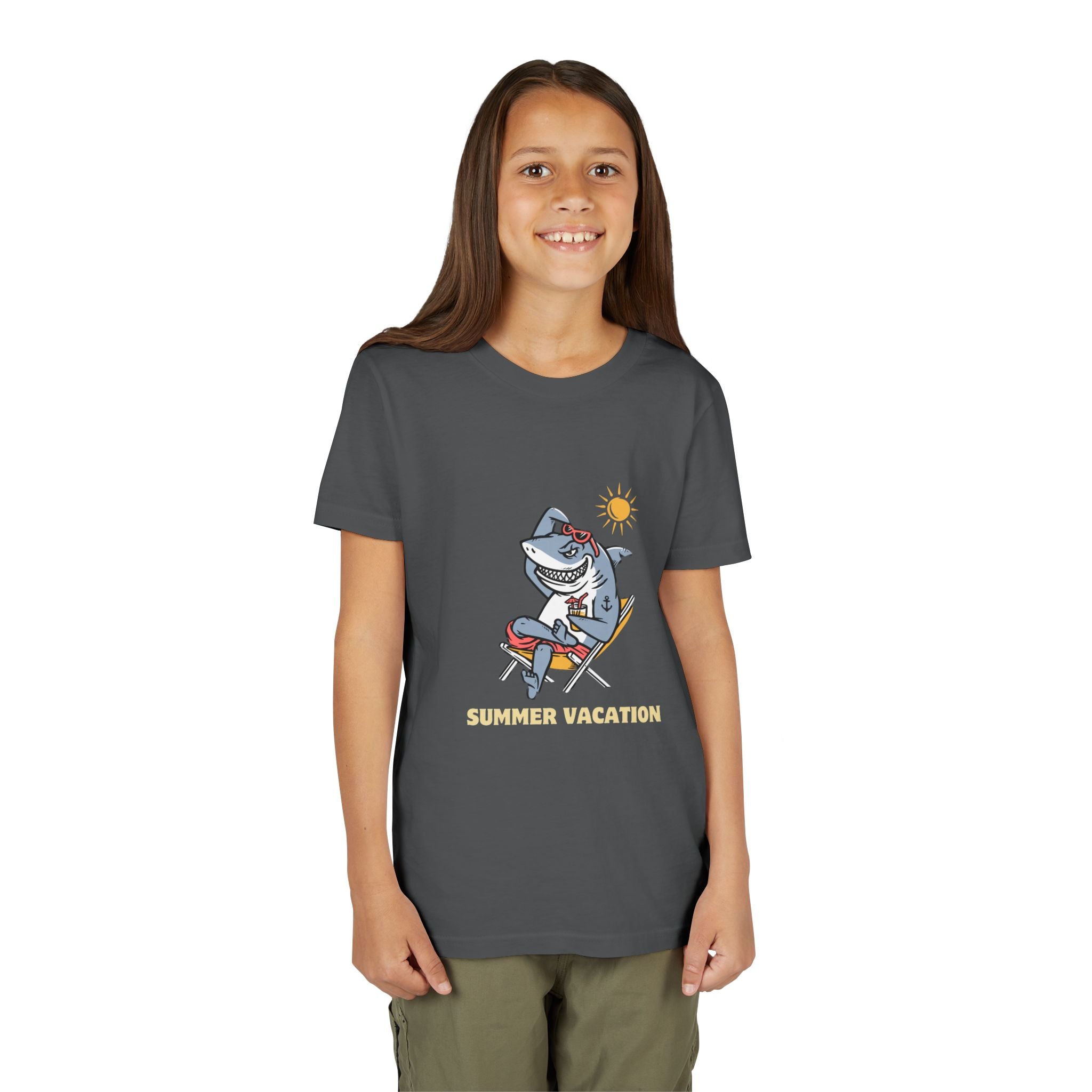 Summer Vacation Shark Youth Tee – Fun Kids Beach Shirt