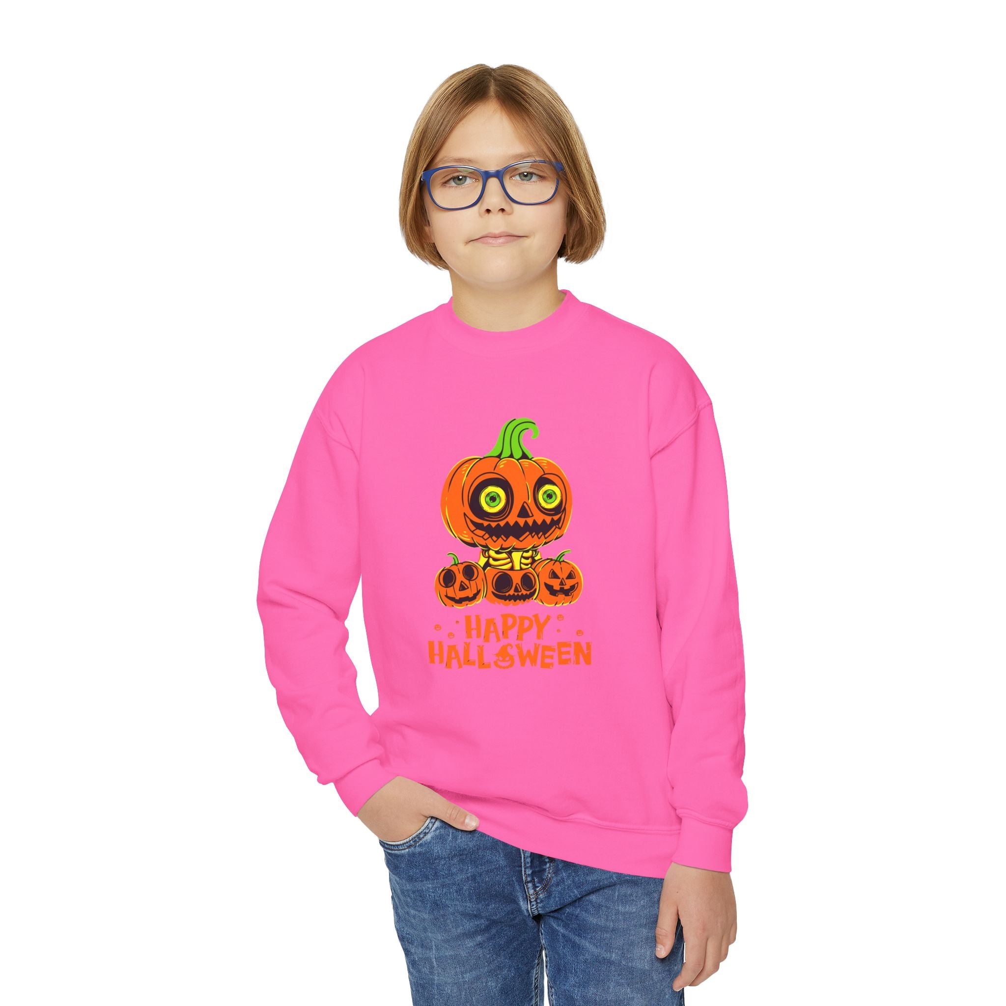 Scary Jack-O'-Lantern Halloween Pumpkin Youth Sweatshirt