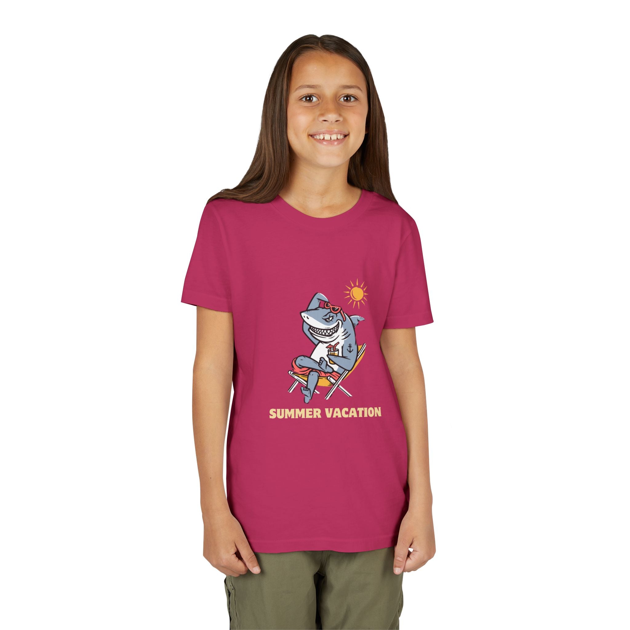 Summer Vacation Shark Youth Tee – Fun Kids Beach Shirt