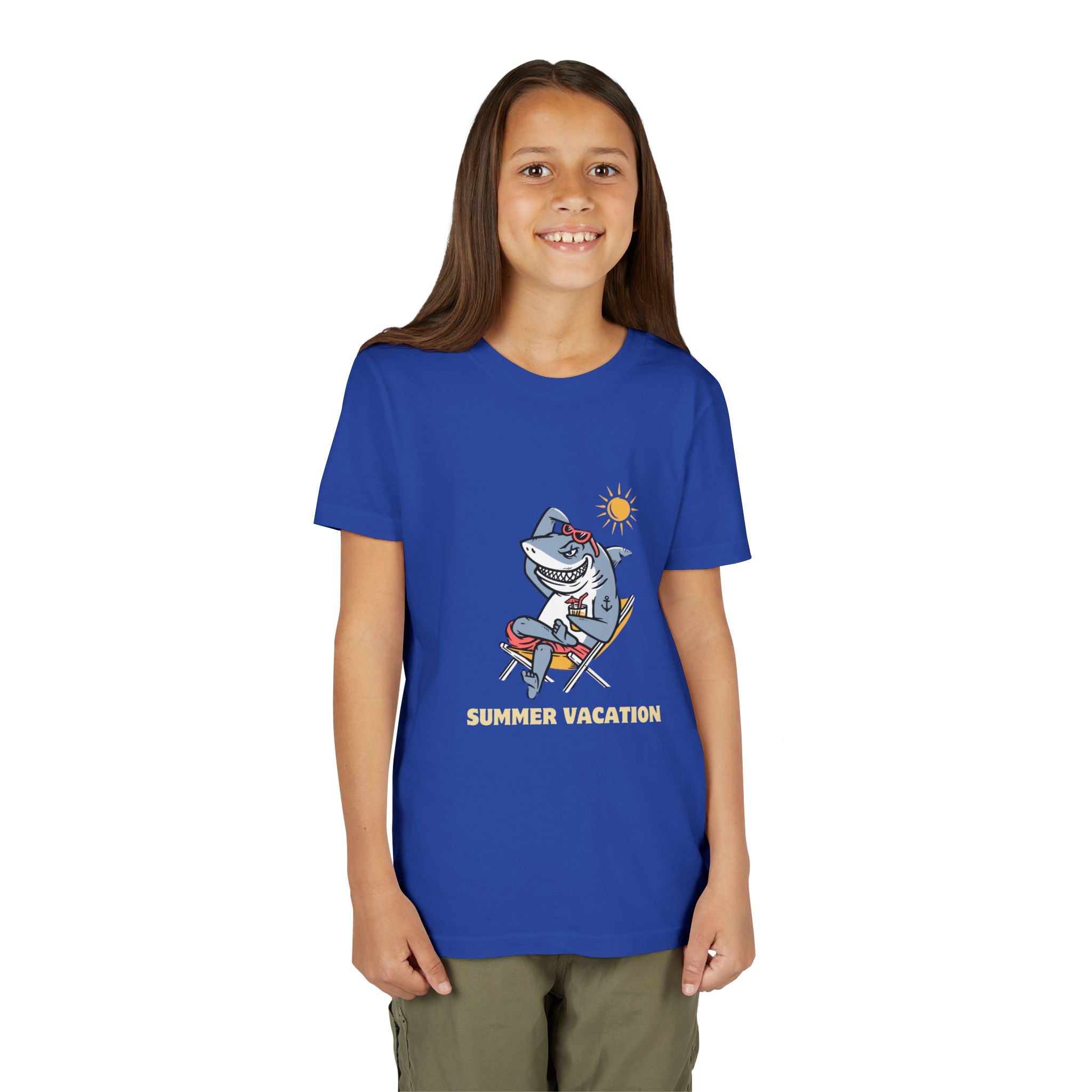 Summer Vacation Shark Youth Tee – Fun Kids Beach Shirt