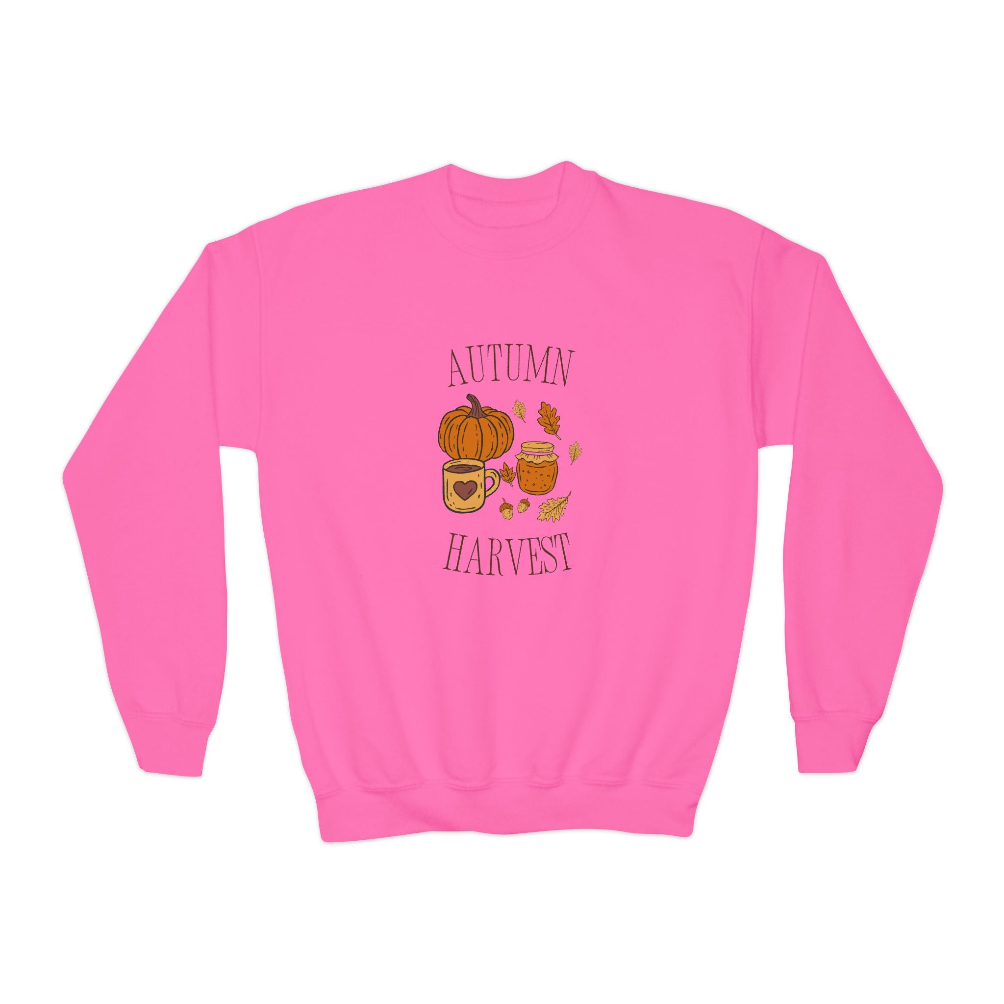 Cozy Autumn Pumpkin Harvest Youth Crewneck Sweatshirt
