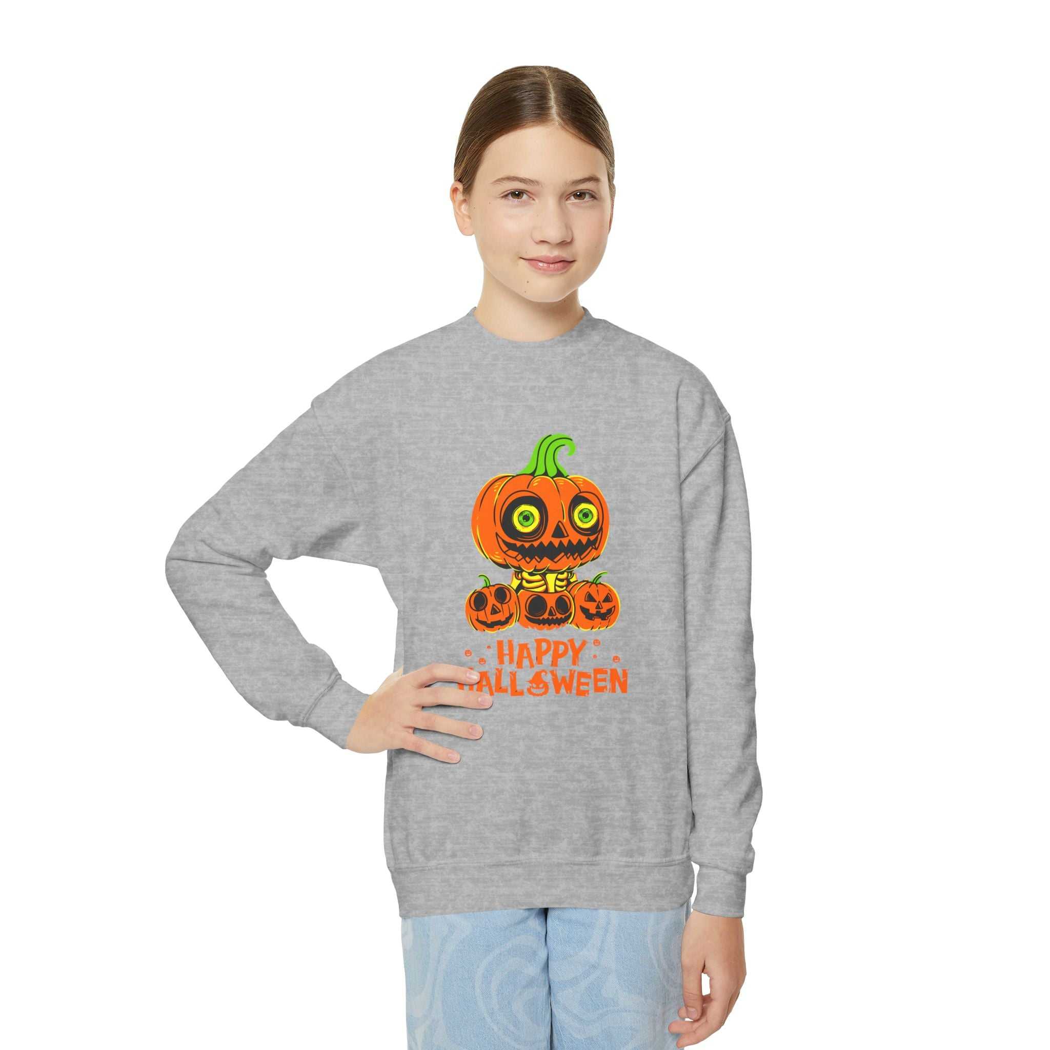 Scary Jack-O'-Lantern Halloween Pumpkin Youth Sweatshirt