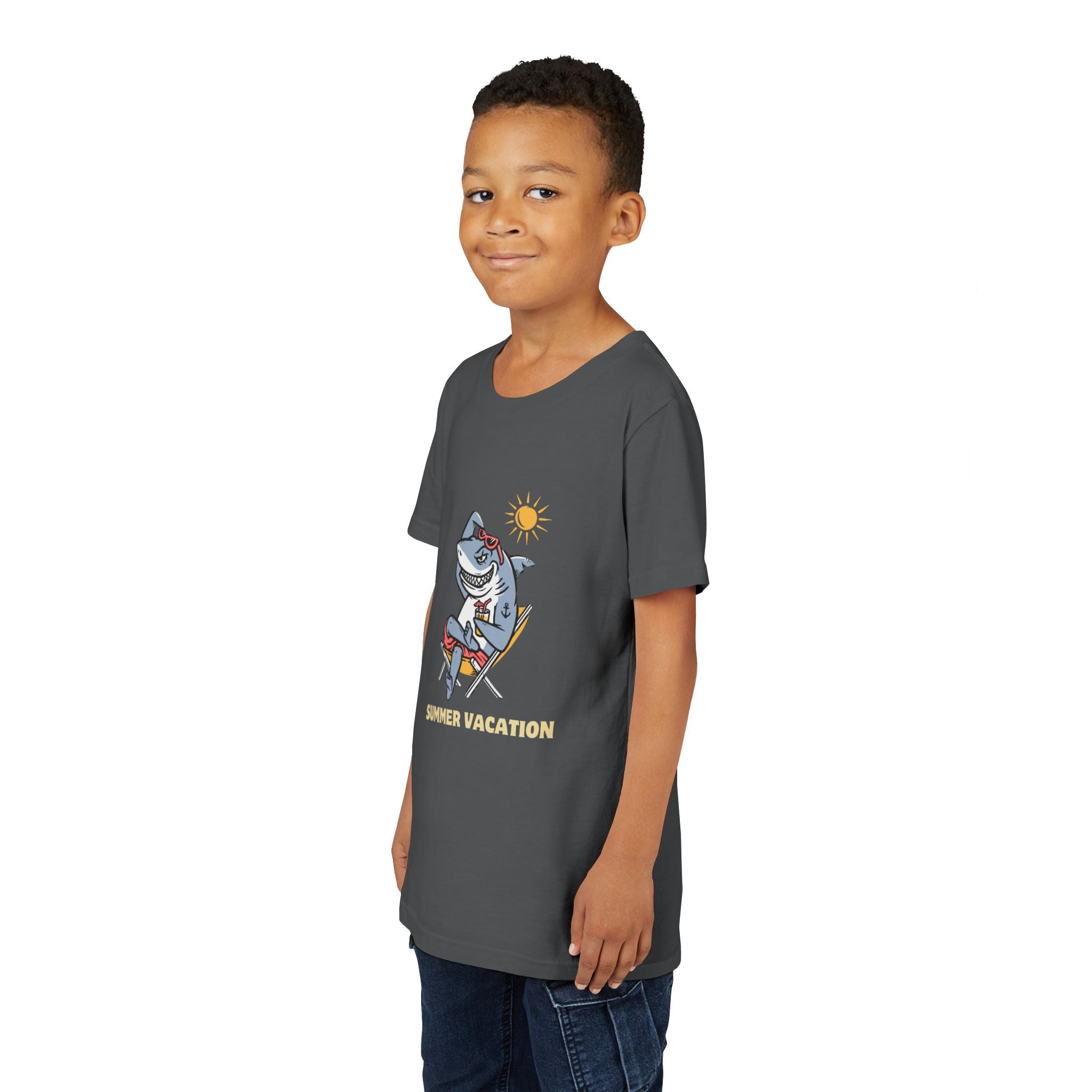 Summer Vacation Shark Youth Tee – Fun Kids Beach Shirt