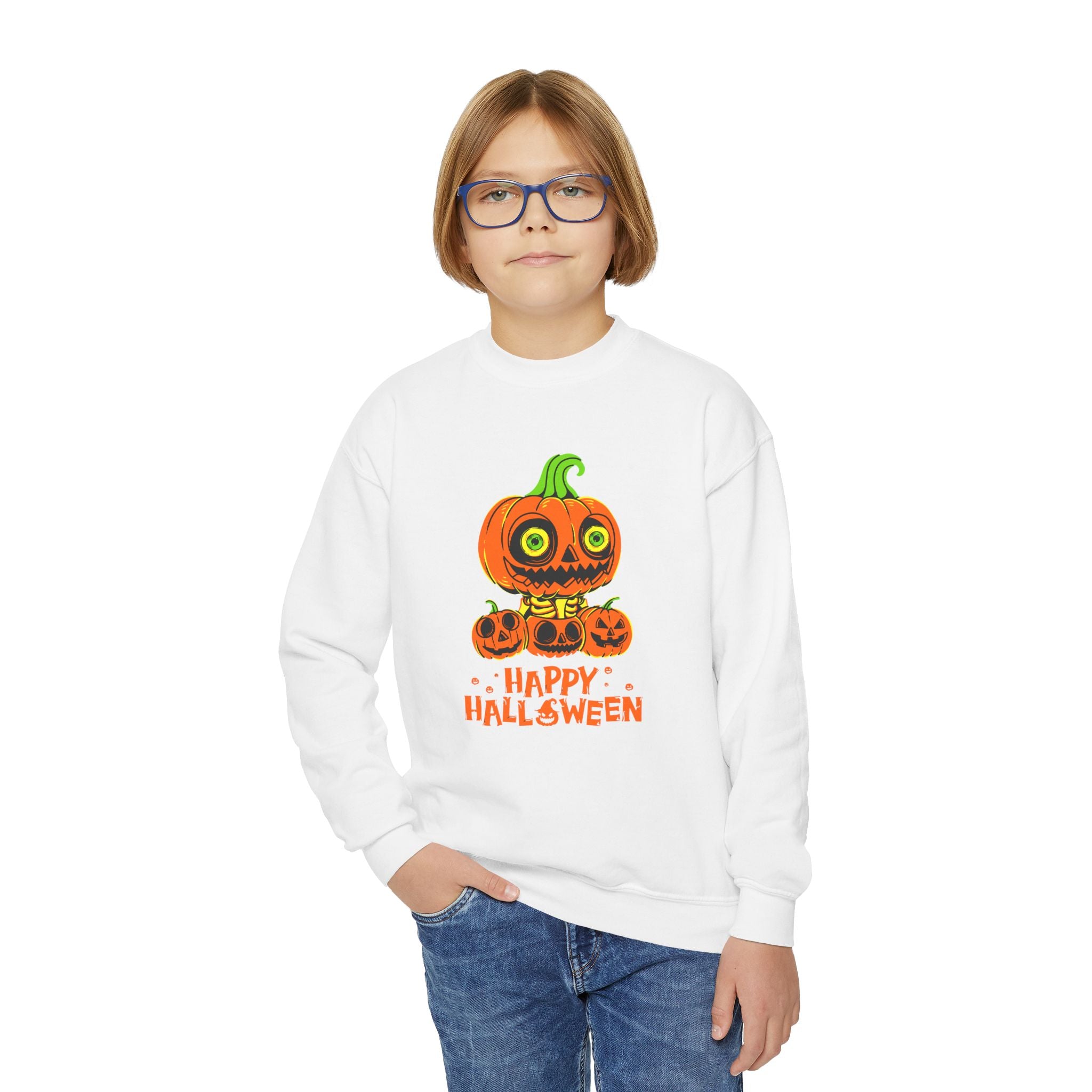 Scary Jack-O'-Lantern Halloween Pumpkin Youth Sweatshirt
