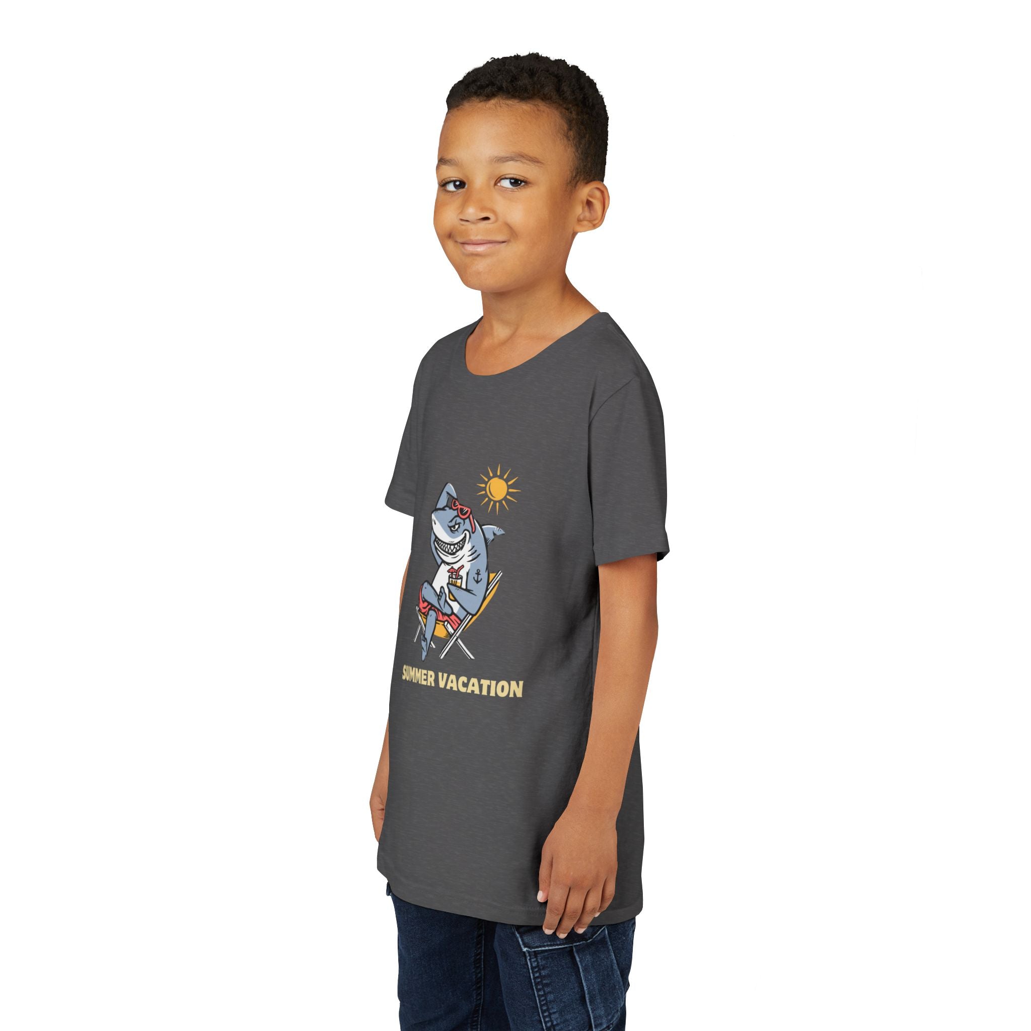 Summer Vacation Shark Youth Tee – Fun Kids Beach Shirt
