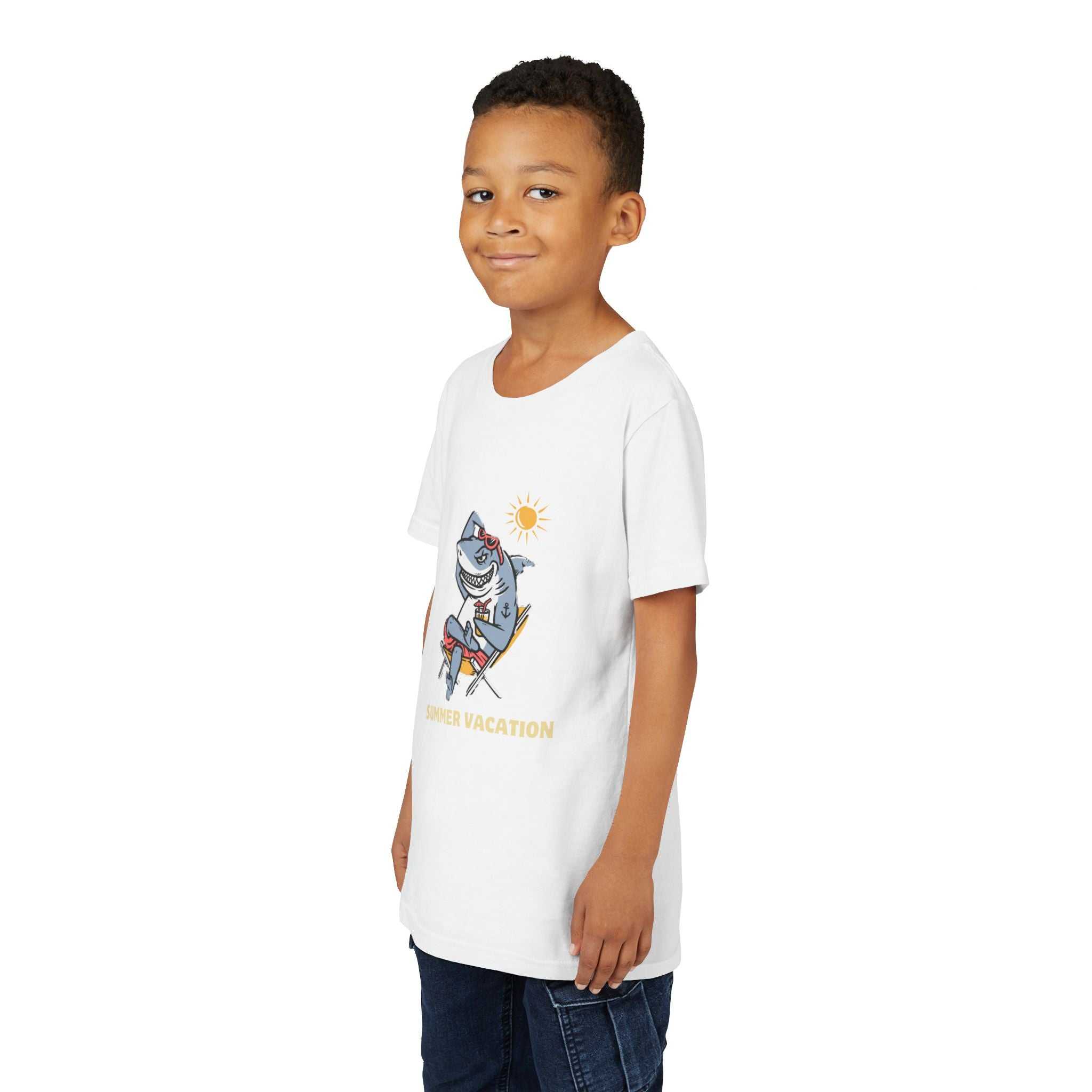 Summer Vacation Shark Youth Tee – Fun Kids Beach Shirt