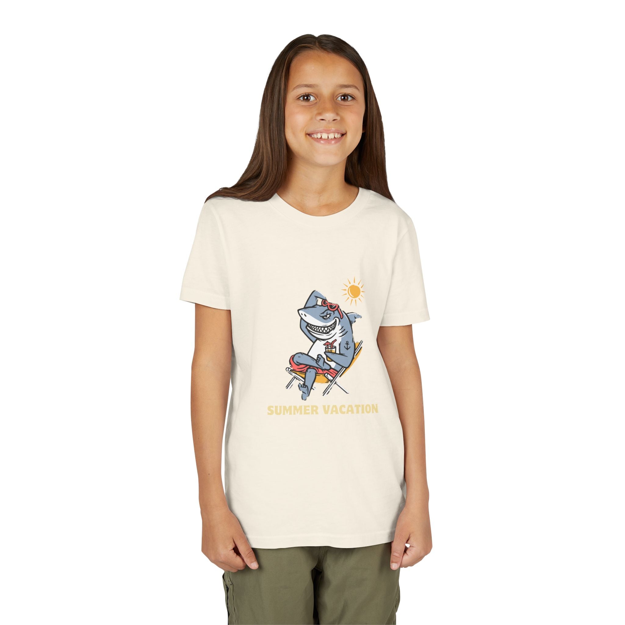 Summer Vacation Shark Youth Tee – Fun Kids Beach Shirt