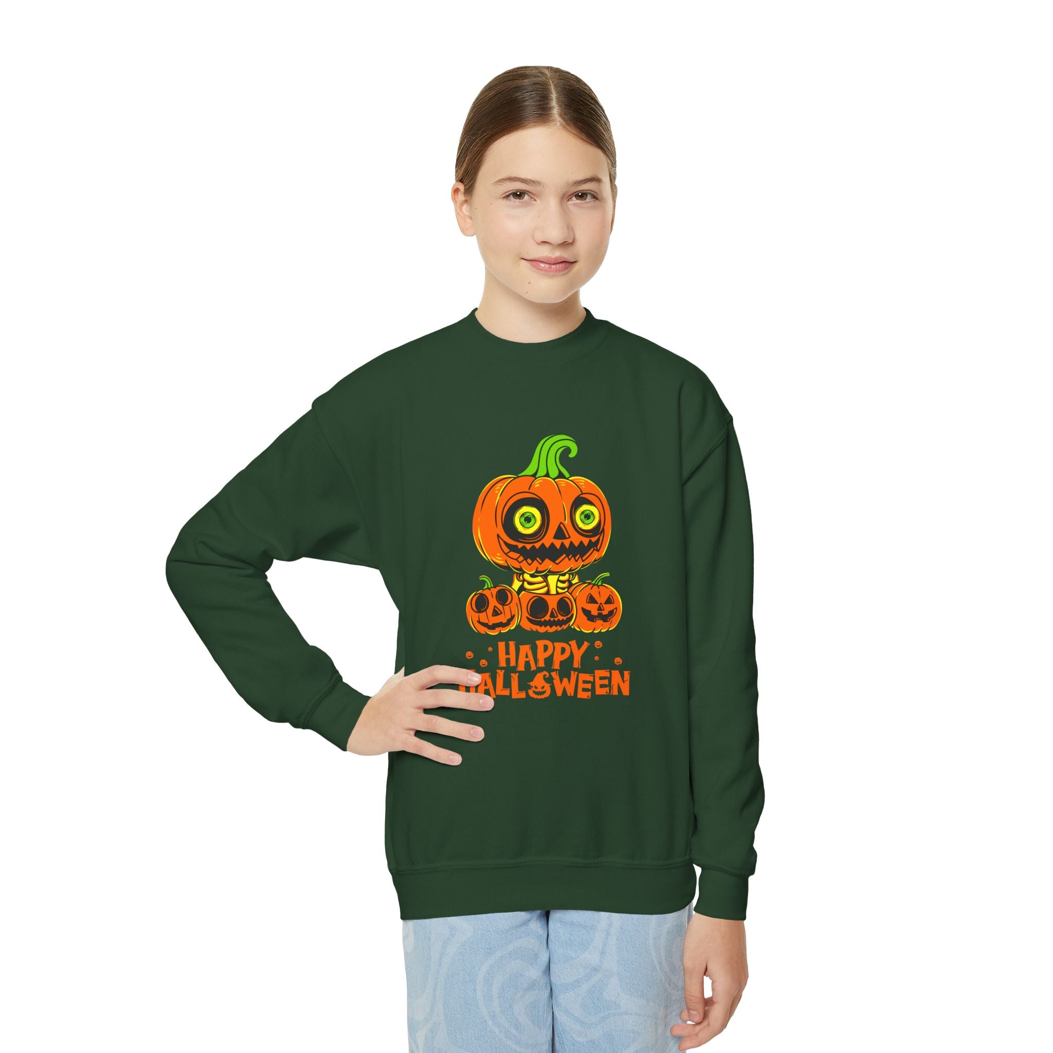 Scary Jack-O'-Lantern Halloween Pumpkin Youth Sweatshirt