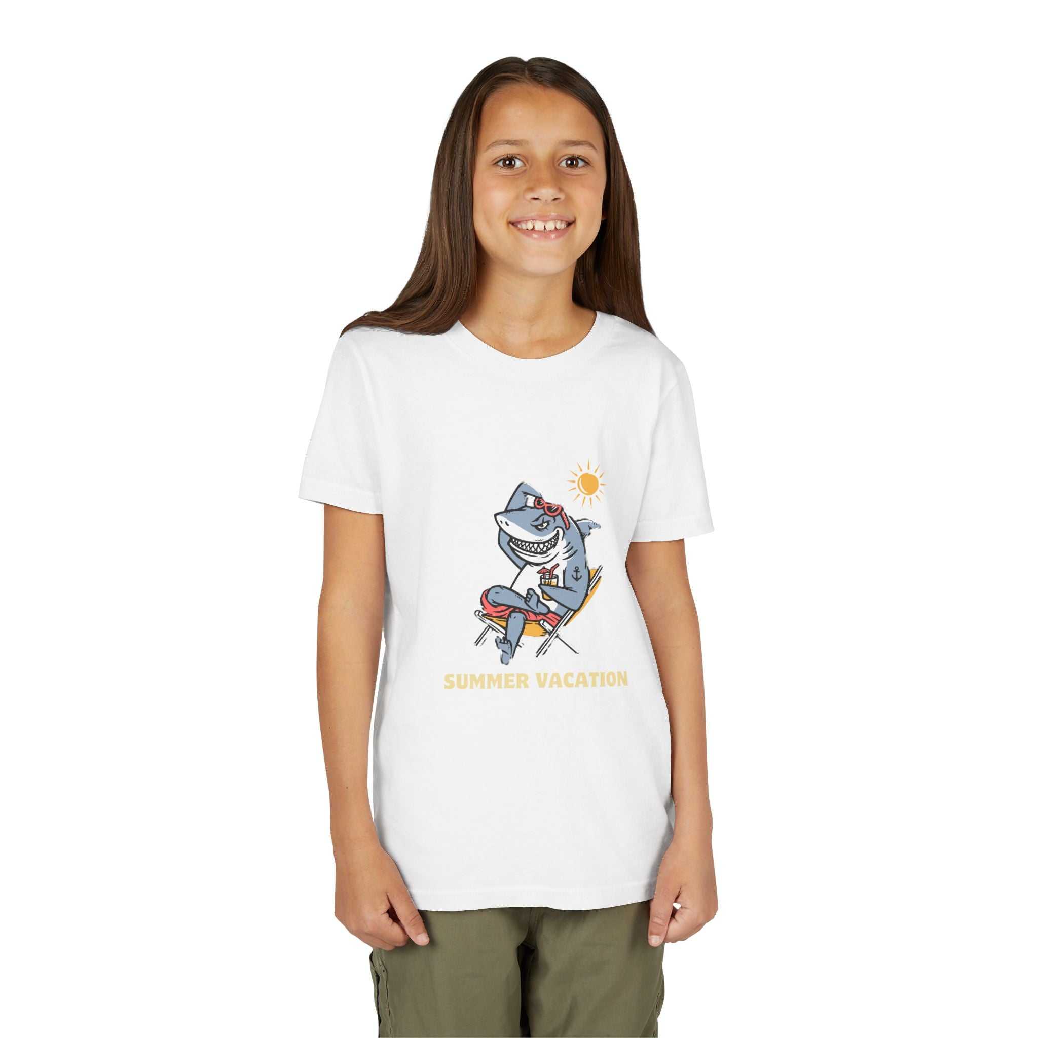 Summer Vacation Shark Youth Tee – Fun Kids Beach Shirt