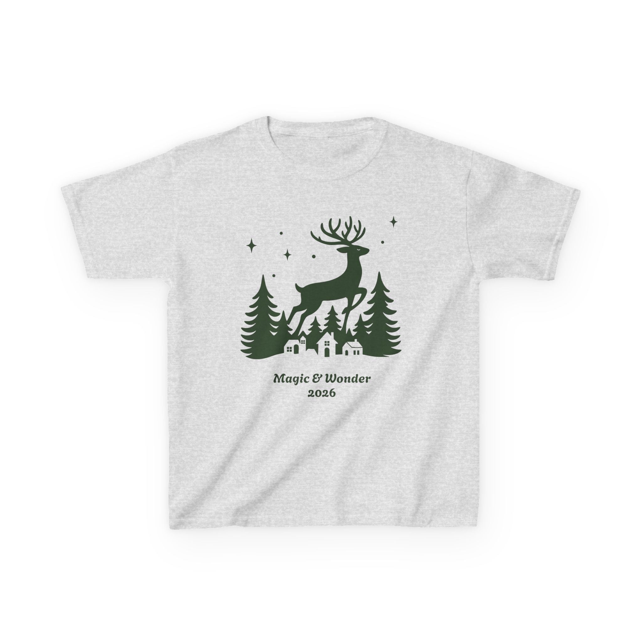 Kids Tee — 'Magic & Wonder' Reindeer Forest Holiday Shirt